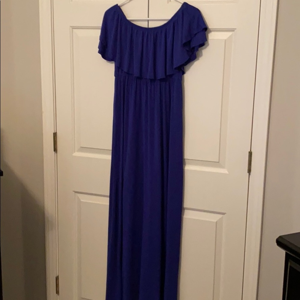 Royal Blue Off The Shoulder Maternity Maxi Dress